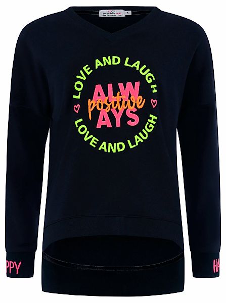 Zwillingsherz Sweatshirt, mit neonfarbener "Always Positive"-Stickerei im V günstig online kaufen