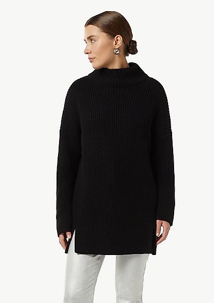 comma Longpullover Strickpullover Langer Strickpullover mit Stehkragen günstig online kaufen