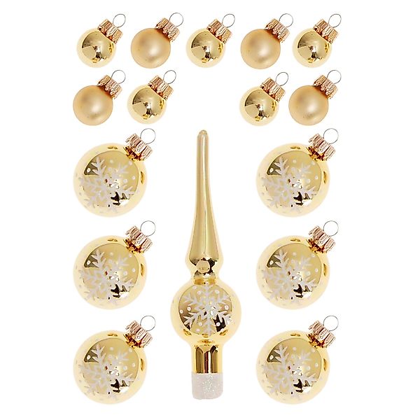 Krebs Glas Lauscha Baumschmuck Mini-Dekoset mit Spitze Goldfarbig 3cm günstig online kaufen