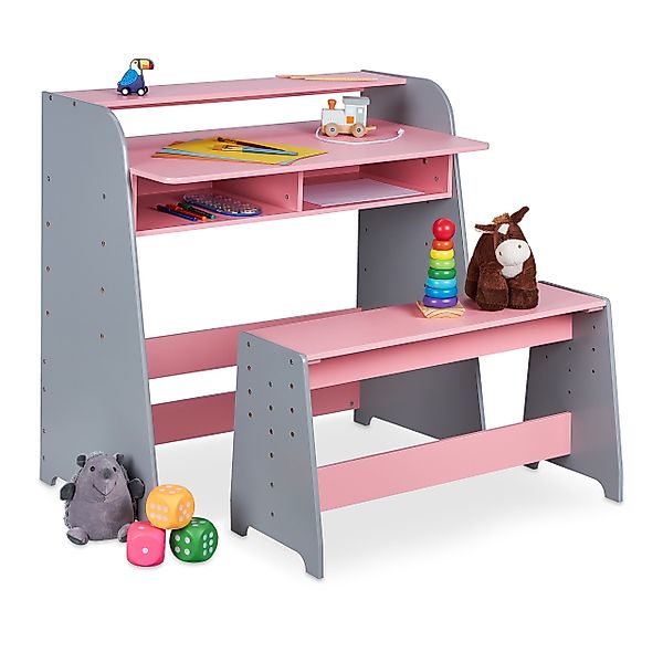 relaxdays Kinderschreibtisch Kindertisch höhenverstellbar günstig online kaufen