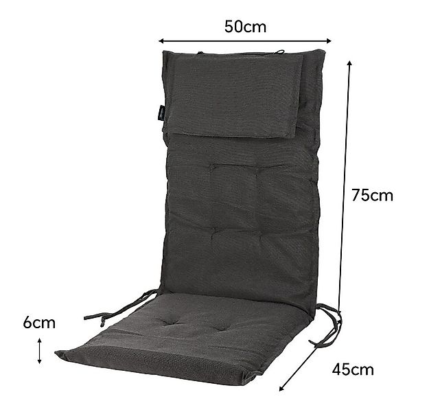 SLaaviinoo Hochlehnerauflage Gartenstuhlauflagen mit abnehmbarer Kopfstütze günstig online kaufen