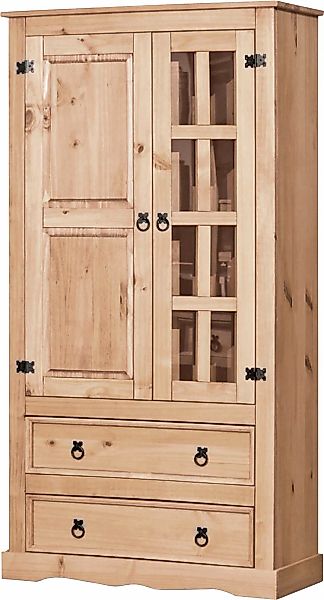 Möbilia Vitrine mit sichtbarer Maserung und schwarzen Beschlägen günstig online kaufen