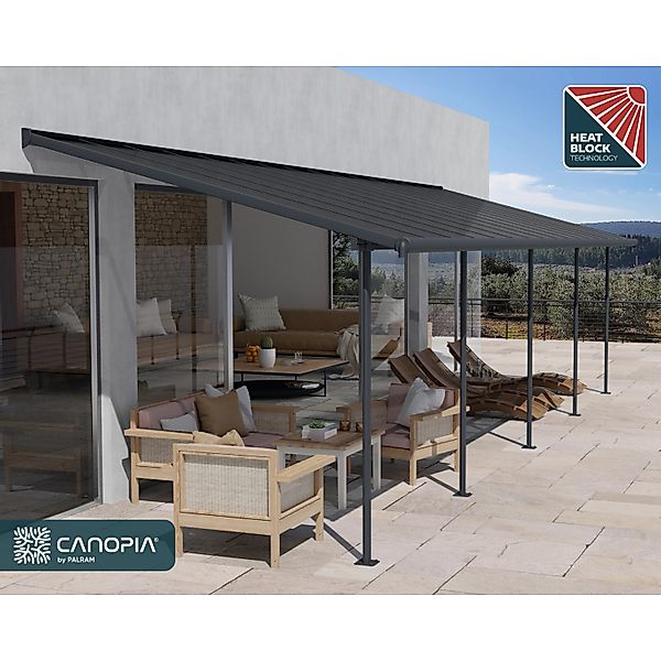 Palram - Canopia Terrassenüberdachung Capri 851 cm x 300 cm Anthrazit Grau günstig online kaufen