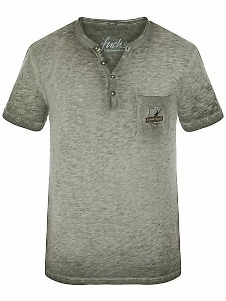 FUCHS T-Shirt Trachten Shirt Theo oliv aus 100 % Baumwolle günstig online kaufen