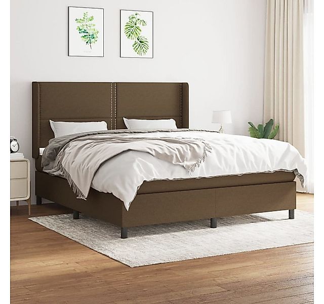 vidaXL Boxspringbett Boxspringbett mit Matratze Dunkelbraun 180x200 cm Stof günstig online kaufen