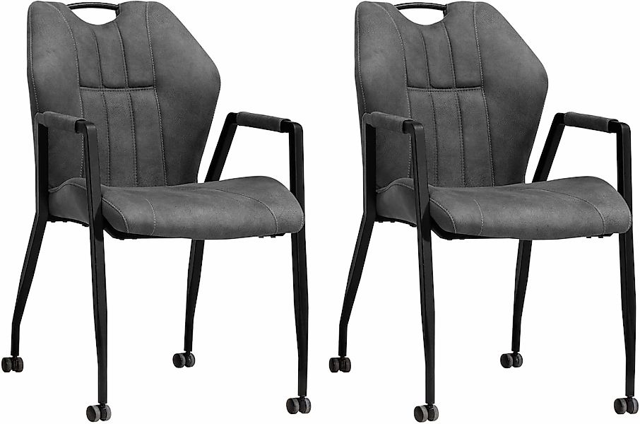 OMG Design Armlehnstuhl "Point" (Set) 2 Stk. Stoff Esszimmerstuhl mit Rolle günstig online kaufen