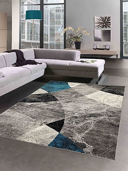 Carpetia Teppich Abstrakter Wohnzimmer Teppich Rauten günstig online kaufen