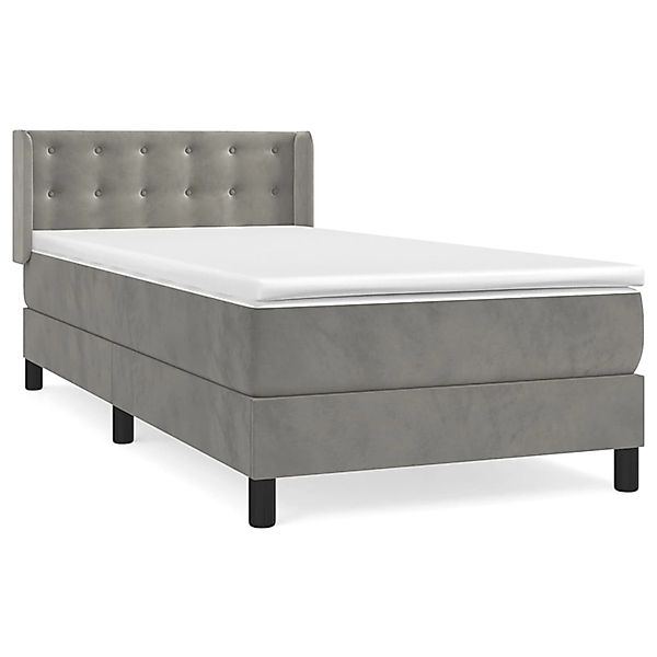 vidaXL Boxspringbett mit Matratze Hellgrau 90x200 cm Samt1388314 günstig online kaufen