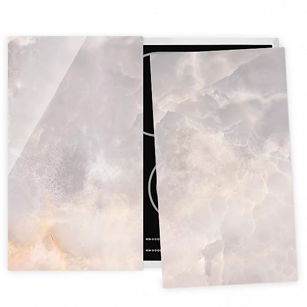 2-teilige Herdabdeckplatte Glas Steinoptik Onyx Marmor günstig online kaufen