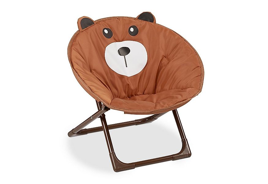 relaxdays Campingstuhl Faltbarer Moonchair für Kinder, Bär günstig online kaufen