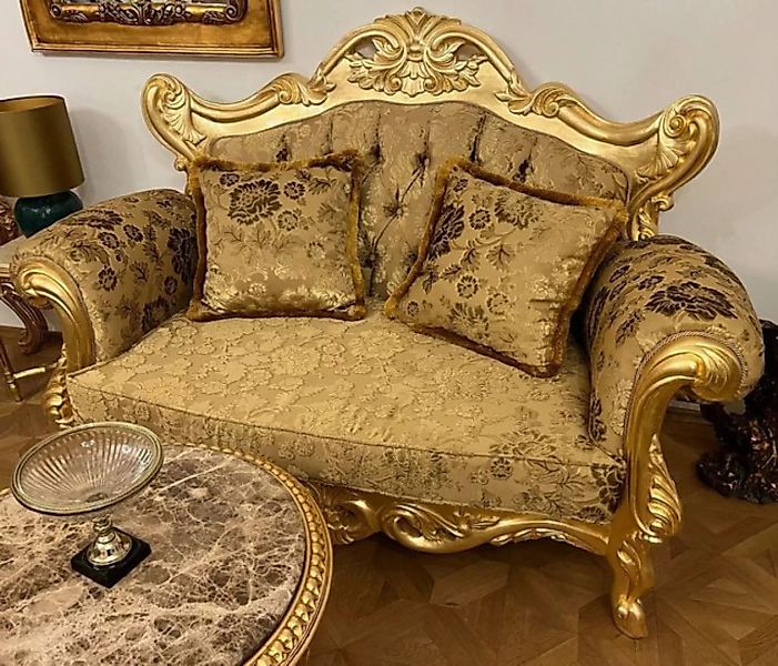Casa Padrino 2-Sitzer Pompöös by Casa Padrino Luxus Barock 2er Sofa Gold Bo günstig online kaufen