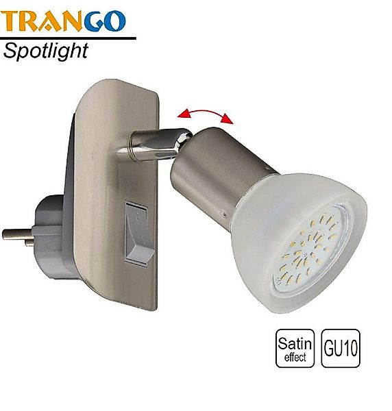TRANGO LED Steckdosenleuchte, 11-042 LED Steckerleuchte im Edelstahl-Look m günstig online kaufen