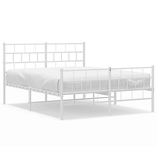 vidaXL Bettgestell, Bettrahmen mit Kopf- und Fußteil Metall Weiß 140x190 cm günstig online kaufen