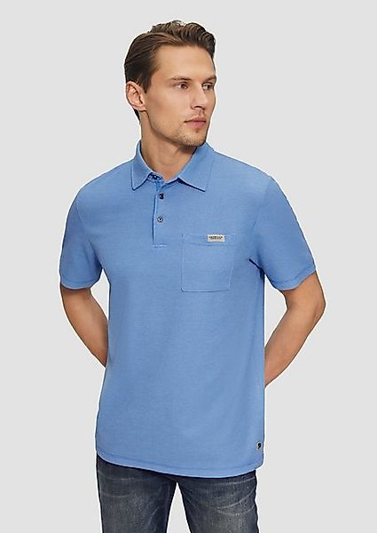 s.Oliver Kurzarmshirt Poloshirt aus zweifarbigem Waffelpiqué mit Brusttasch günstig online kaufen