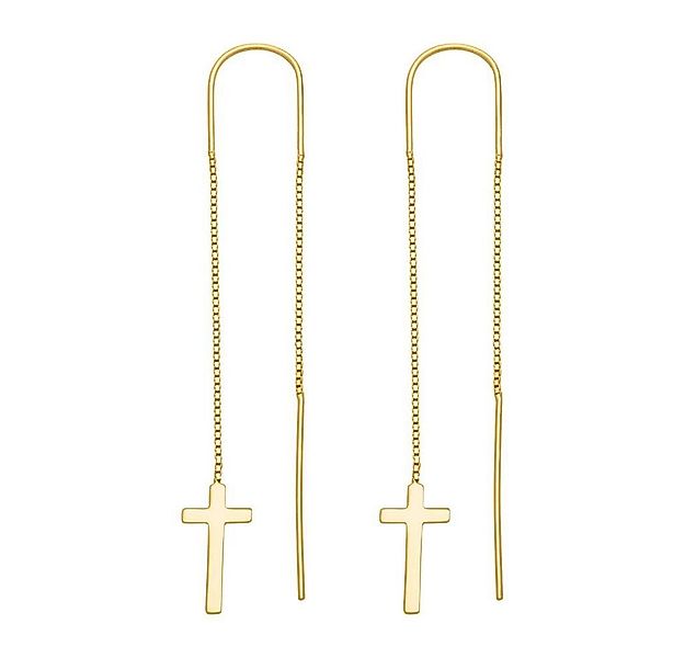 Unique Paar Ohrhänger Kreuz-Ohrhänger 925er Silber gold SE0754 günstig online kaufen