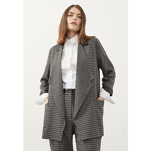 Just Like You  Blazer Gray Plaid Cropped Short Sleeve Jacket günstig online kaufen