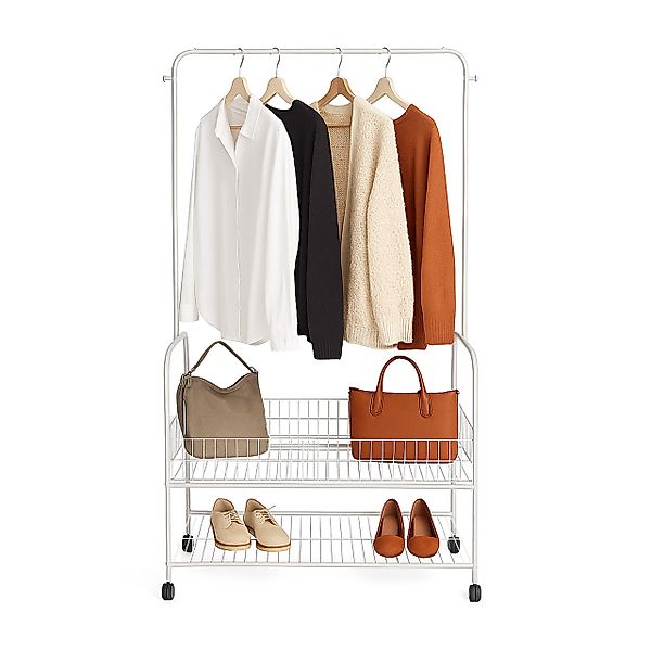 relaxdays Kleiderständer Rollbarer Kleiderständer mit 2 günstig online kaufen