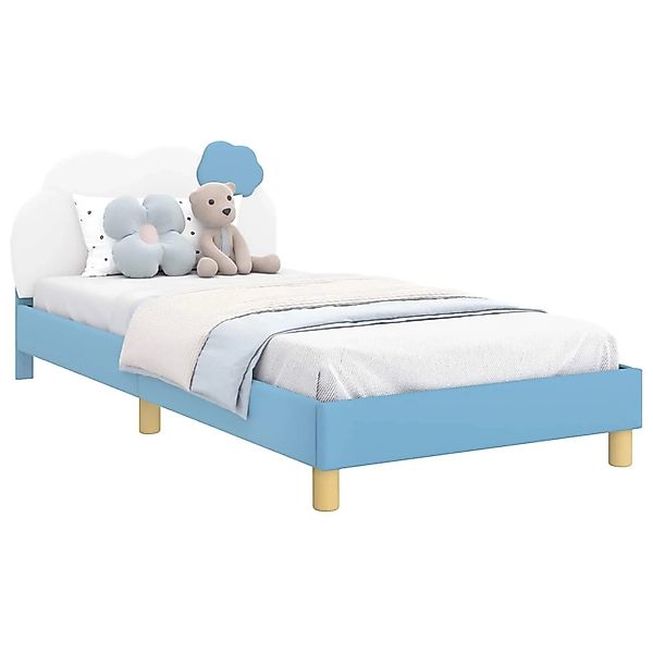 vidaXL Kinderbettgestell mit Kopfteil Blau 90 x 200 cm PU 42011023 günstig online kaufen