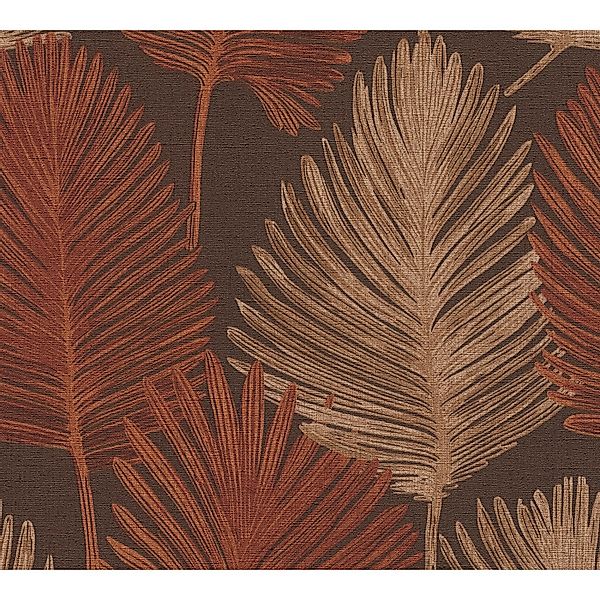 A.S. Creation Vliestapete Floral Blätter 10,05 m x 0,53 m Braun-Rot FSC® günstig online kaufen