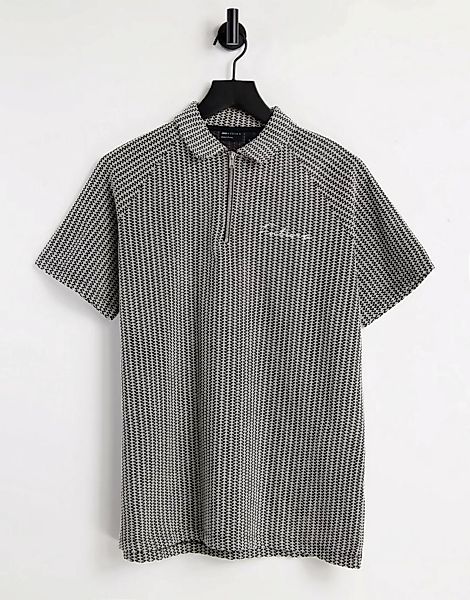 ASOS DESIGN – Lockeres, kurzärmliges Polohemd in Grau mit Struktur und Stic günstig online kaufen