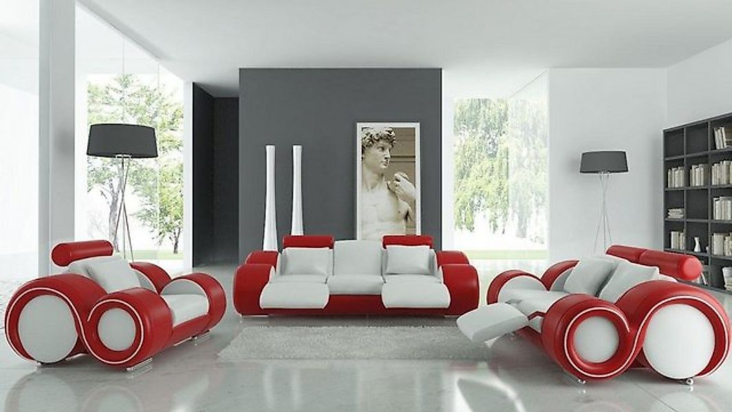 JVmoebel Sofa Sofagarnitur Design Couch 3+2 Set Polster Leder Sofa Wohnzimm günstig online kaufen