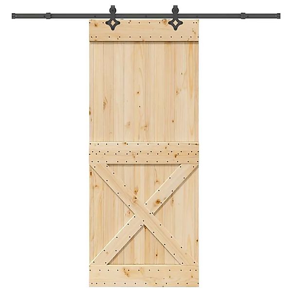 vidaXL Schiebetür mit Beschlag 95x210 cm Massivholz Kiefer 3332782 günstig online kaufen