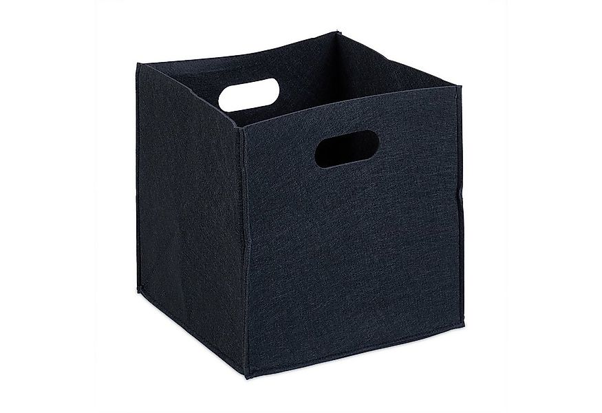 relaxdays Aufbewahrungskorb 4x Quadratischer Filzkorb, schwarz günstig online kaufen