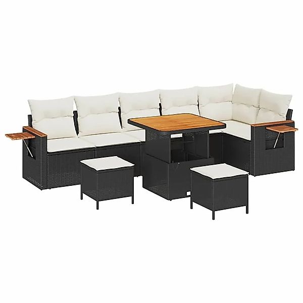 vidaXL Gartensofa-Set mit Kissen 11 Stk Schwarz und Creme Poly-Rattan 33651 günstig online kaufen