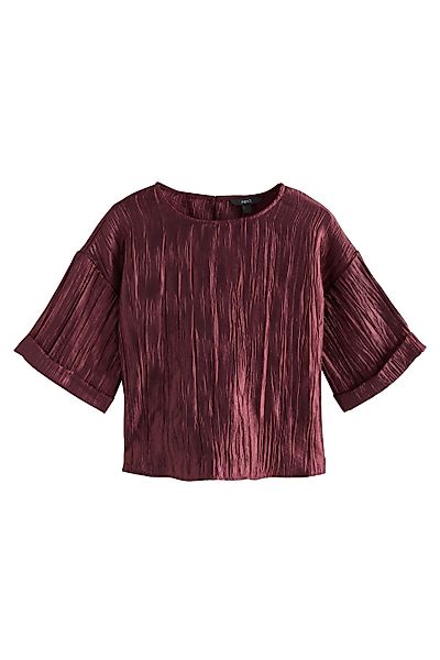 Next Kurzarmbluse Kurzärmeliges Metallic-Oberteil in Knitteroptik günstig online kaufen
