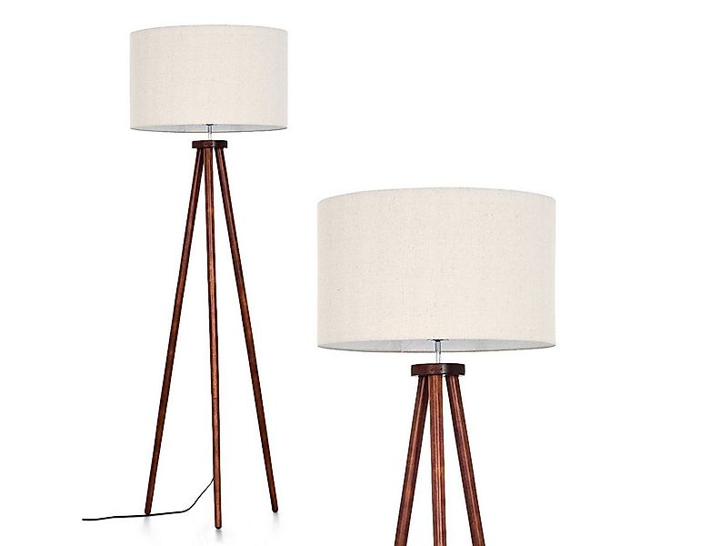 hofstein Stehlampe Stehlampe aus Holz/Stoff in Dunkelbraun/Beige/Weiß, ohne günstig online kaufen