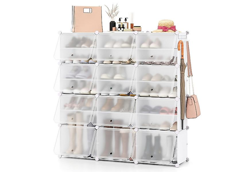 COSTWAY Schuhregal, Schuhschrank mit 12 Fächern für 48 Paar Schuhe DIY günstig online kaufen