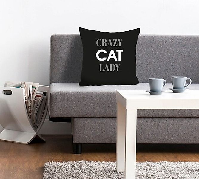 queence Dekokissen »Crazy Cat Lady«, Kissenhülle,Crazy Cat Lady,Spruch,Schw günstig online kaufen