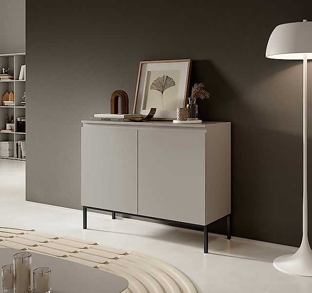 Selsey Sideboard BEMMI, 2-türig mit 4 Fächern, Metallgestell in Schwarz günstig online kaufen