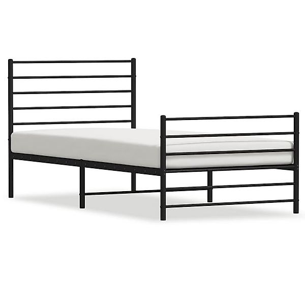 vidaXL Bettgestell, Bettrahmen mit Kopf- und Fußteil Metall Schwarz 90x190 günstig online kaufen