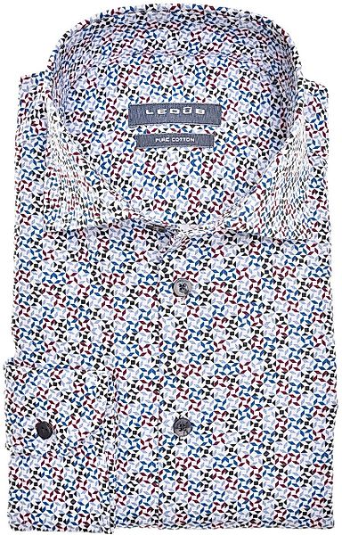 Ledub Hemd Musterdruck Hellblau - Größe 43 günstig online kaufen