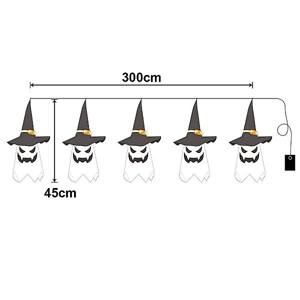 MUPOO Dekohänger Halloween LED-Lichterkette Geister 45cm günstig online kaufen
