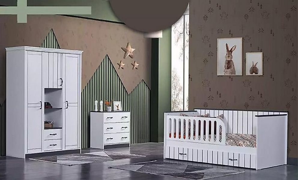 Xlmoebel Bett Kinderzimmer Set für Kleinkinder mit Bett, Kommode und weißem günstig online kaufen