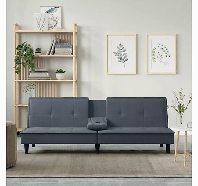 vidaXL Sofa Schlafsofa mit Getränkehaltern Dunkelgrau Samt Schlafcouch Couc günstig online kaufen