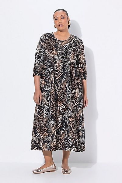 Ulla Popken Maxikleid Jersey-Maxikleid A-Linie Rundhals 3/4-Arm Taschen günstig online kaufen