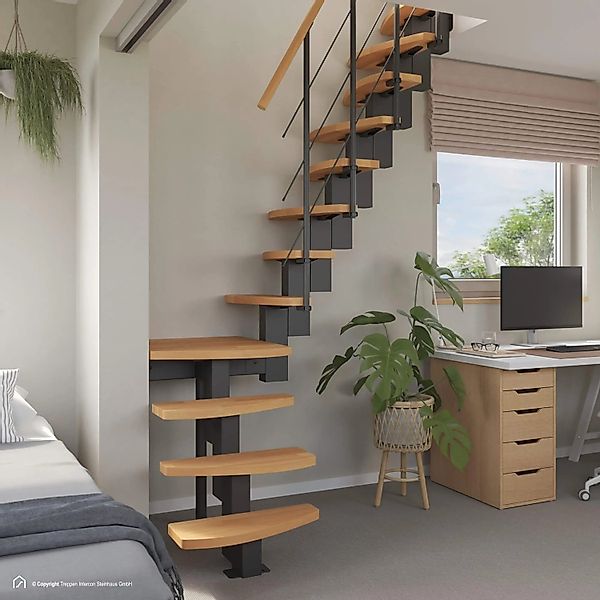 Treppen Intercon Raumspartreppe Quadro Mittelholmtreppe 13 Stufen Buche Nat günstig online kaufen