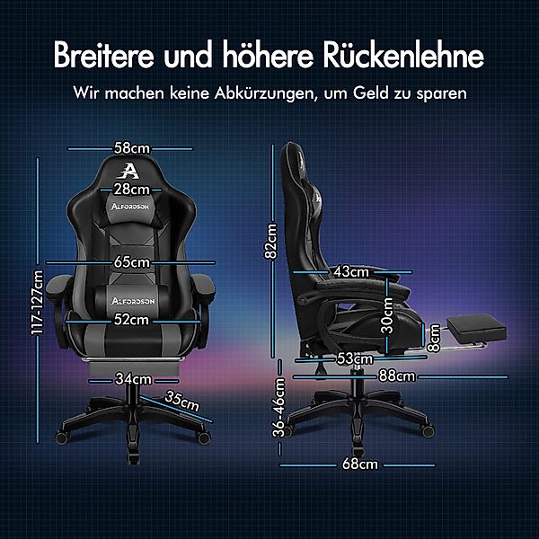 ALFORDSON Gaming-Stuhl mit Massage-Lendenkissen, X-Large, 5 günstig online kaufen