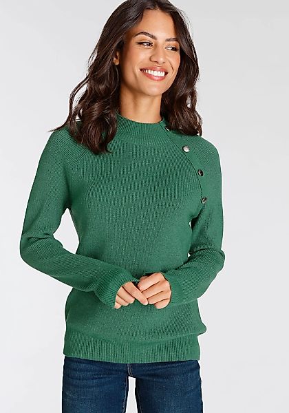 Laura Scott Strickpullover mit Knopfdetail und Stehkragen günstig online kaufen