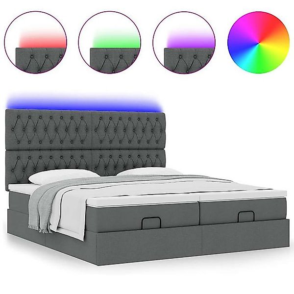 vidaXL Bett Ottoman-Bett mit Matratzen & LEDs Dunkelgrau 200x200 cm Stoff günstig online kaufen