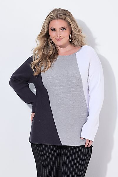 Ulla Popken Strickpullover Pullover Blockstreifen U-Boot-Ausschnitt günstig online kaufen