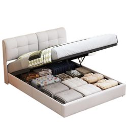 FUROKOY Stauraumbett Polsterbett Doppelbett mit LED-Beleuchtung günstig online kaufen