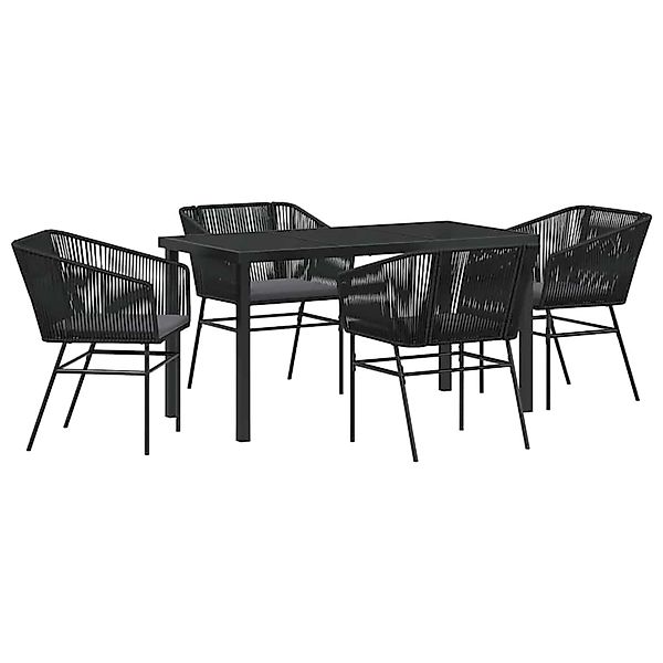 vidaXL 5-Teiliges Gartentischset mit Kissen in Schwarz aus Poly Rattan 3380 günstig online kaufen