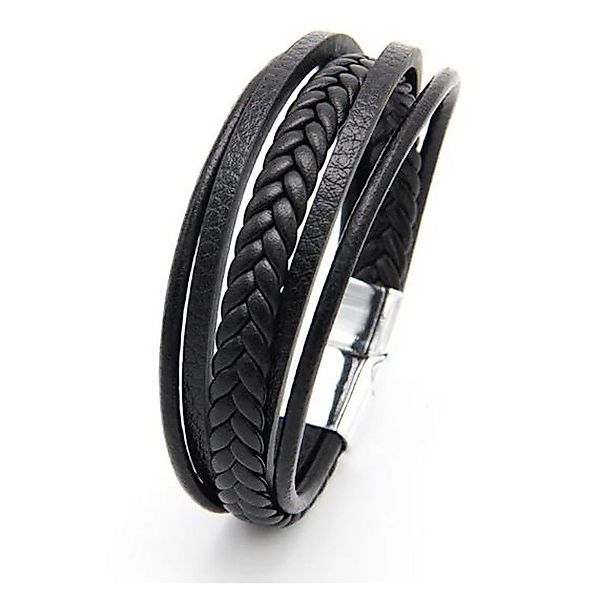 KARMA Armband Herrenarmband 5reihig Leder schwarz günstig online kaufen