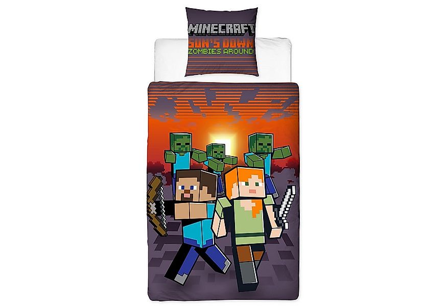 BERONAGE Kinderbettwäsche Minecraft Sundown Bettwäsche Linon / Renforcé, 10 günstig online kaufen