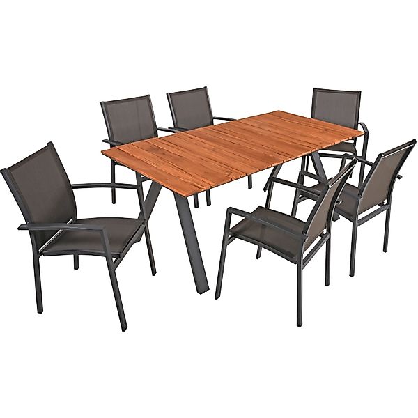 Garden Pleasure Tischgruppe Davina/Elena 7 tlg. FSC Teakholz günstig online kaufen