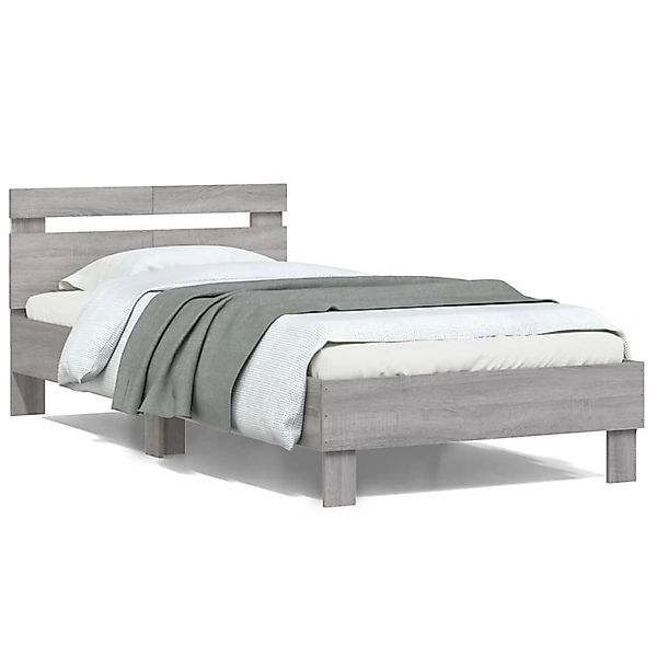 vidaXL Bettgestell mit Kopfteil und LED-Leuchten Grau Sonoma 100x200cm 8387 günstig online kaufen